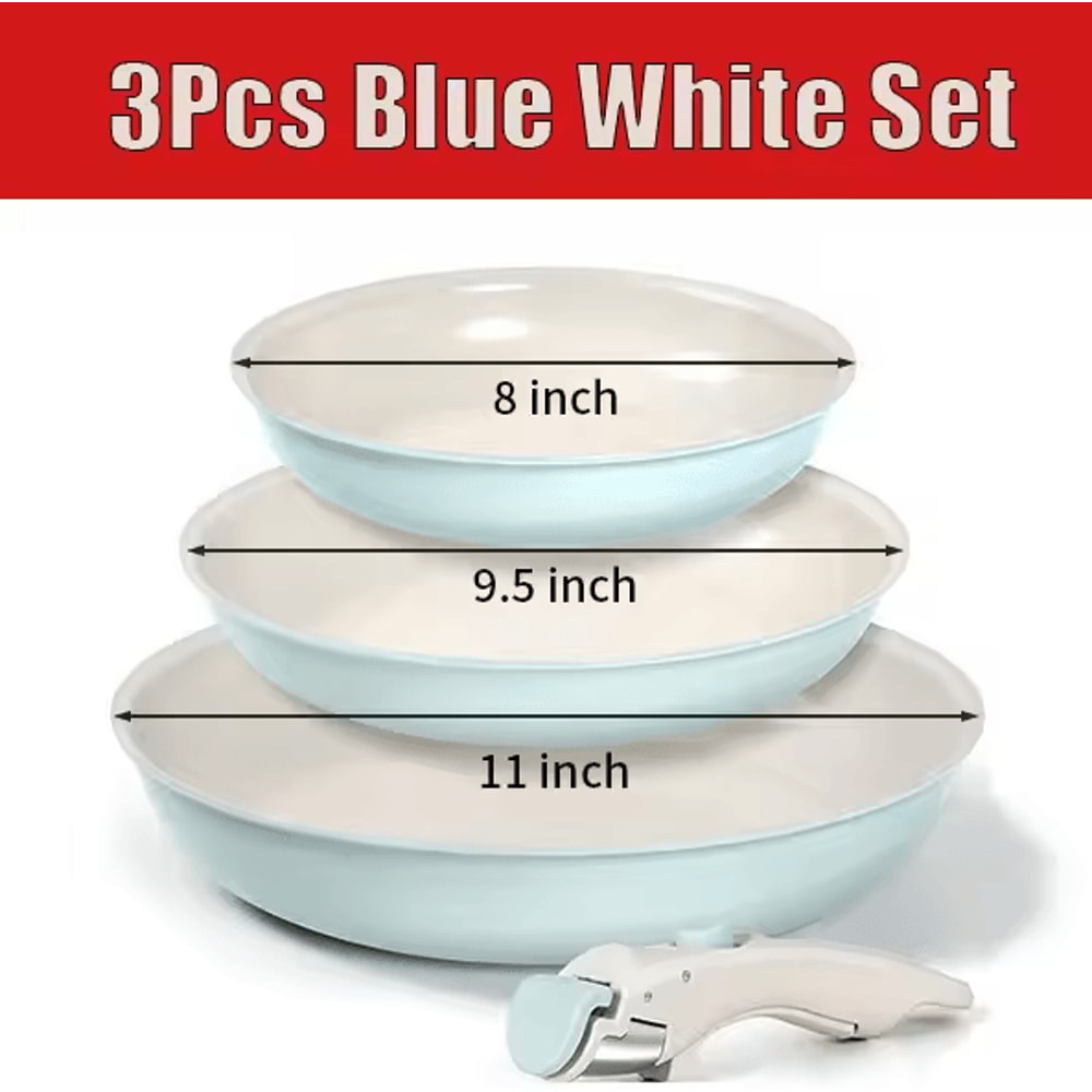 Nonstick Frying Pan Set 23 Pcs Stackable Pans With Removable Handle 10