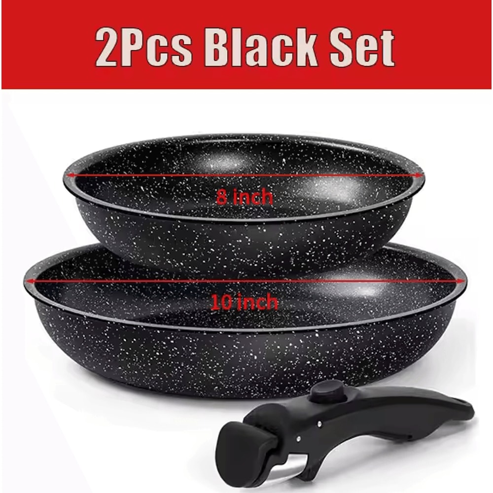 Nonstick Frying Pan Set 23 Pcs Stackable Pans With Removable Handle 11