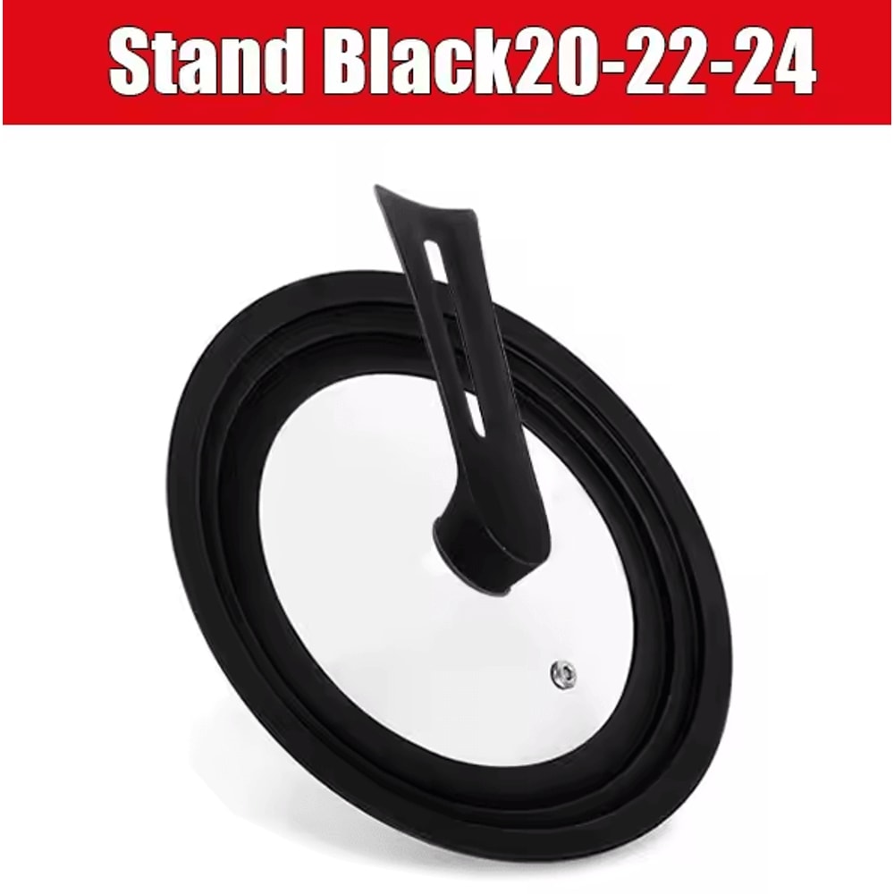 Universal Silicone Pan Lid Tempered Glass Cookware Cover With Standing Handle 6