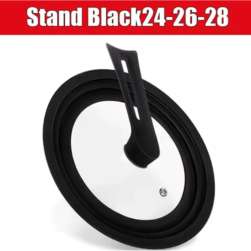 Universal Silicone Pan Lid Tempered Glass Cookware Cover With Standing Handle 7