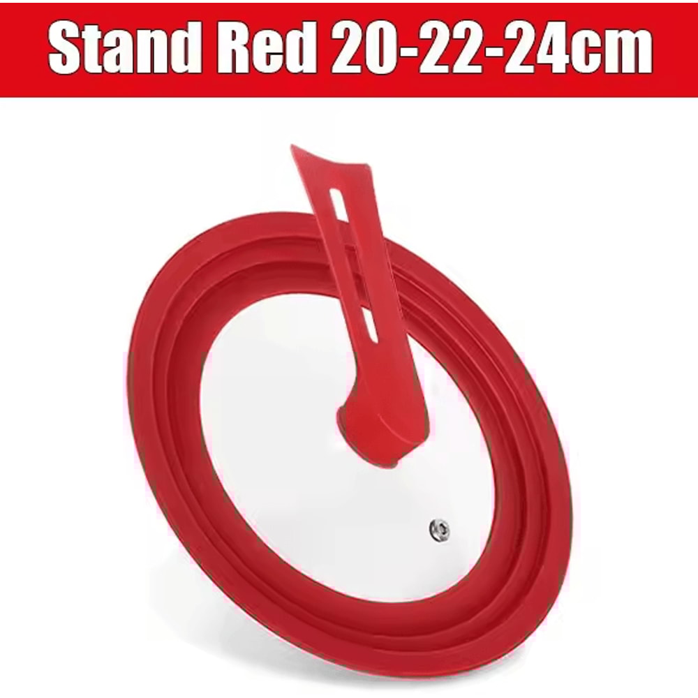 Universal Silicone Pan Lid Tempered Glass Cookware Cover With Standing Handle 10