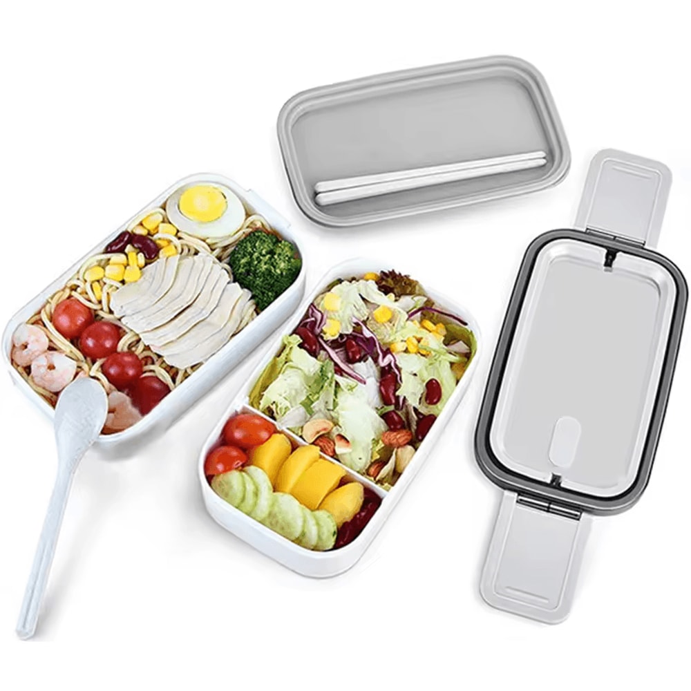 Stackable Bento Lunch Box With Handle Japanese Lunch Box Kit With Spoon Chopstick Lunch Containers 0