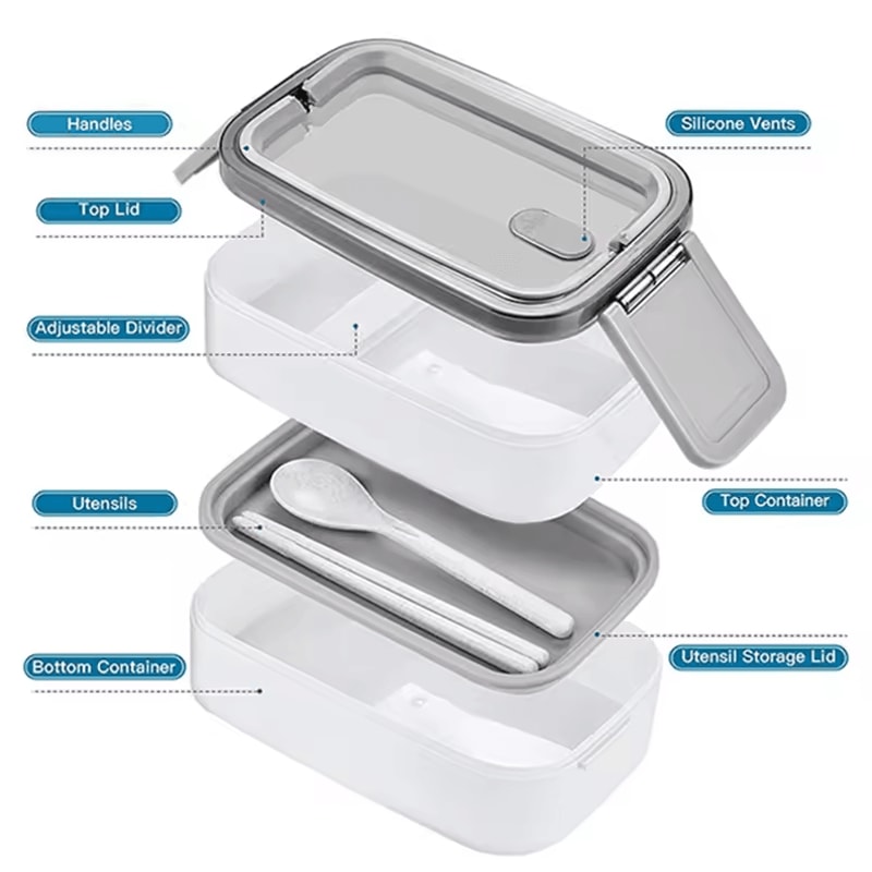 Stackable Bento Lunch Box With Handle Japanese Lunch Box Kit With Spoon Chopstick Lunch Containers 3