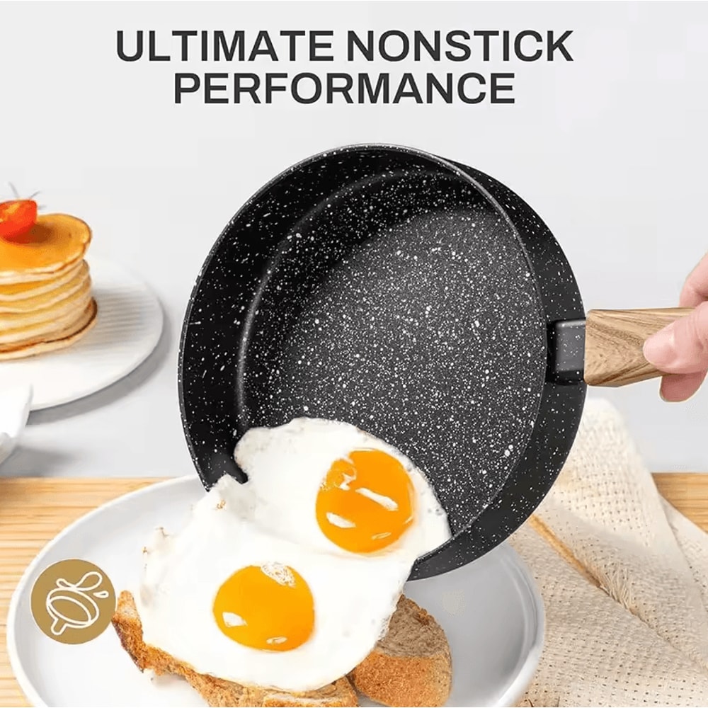 Nonstick Egg Frying Pan 6Inch Mini Omelette Skillet With Wood Handle 2