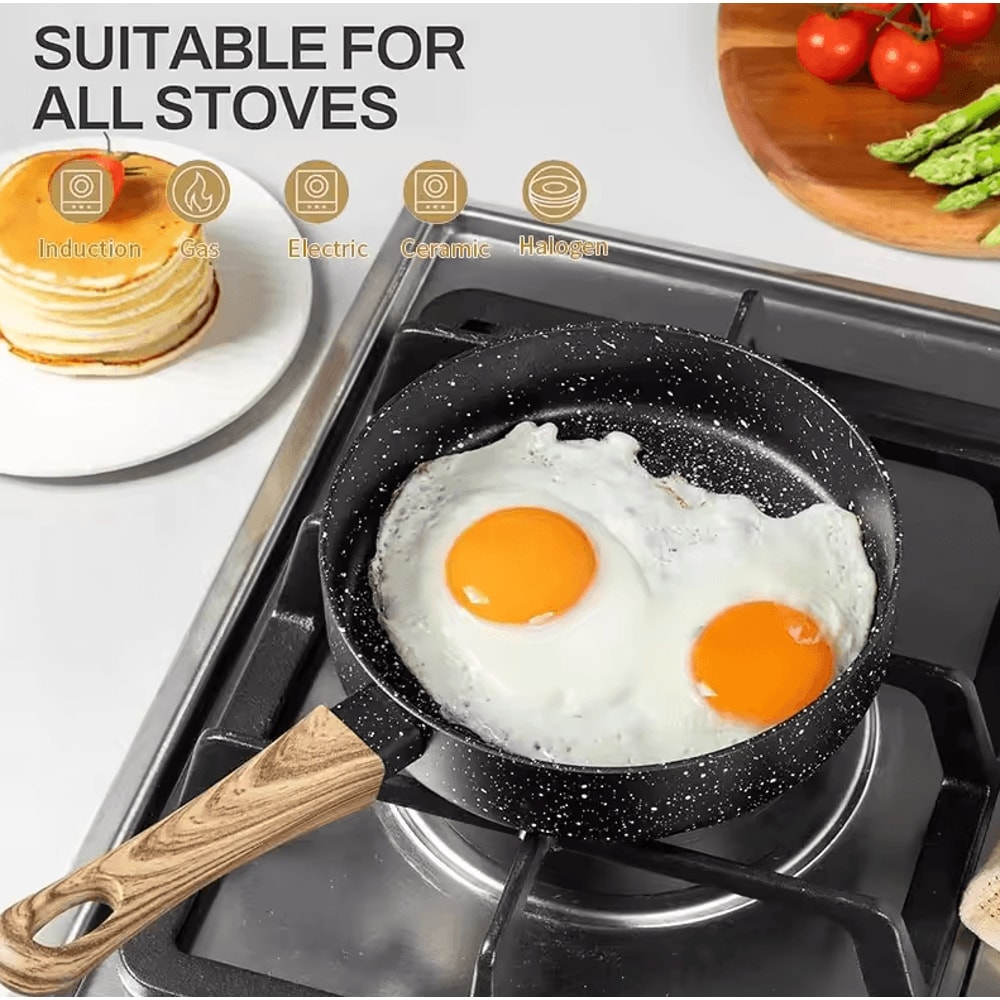Nonstick Egg Frying Pan 6Inch Mini Omelette Skillet With Wood Handle 5
