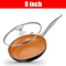 Copper Nonstick Frying Pan With Lid Titanium Ceramic Interior Saute Omelet Skillet 6