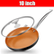Copper Nonstick Frying Pan With Lid Titanium Ceramic Interior Saute Omelet Skillet 7