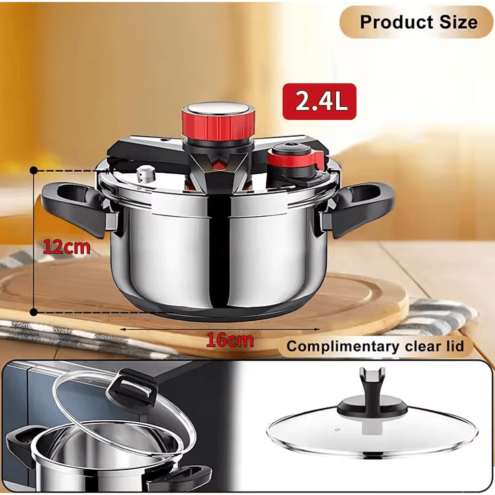 Stainless Steel Pressure Cooker 18L24L5L7L Induction Compatible Pot With Glass Lid 1