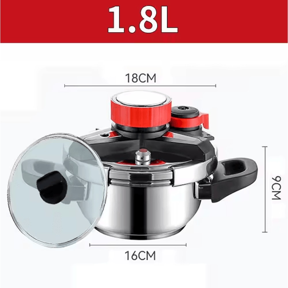 Stainless Steel Pressure Cooker 18L24L5L7L Induction Compatible Pot With Glass Lid 5