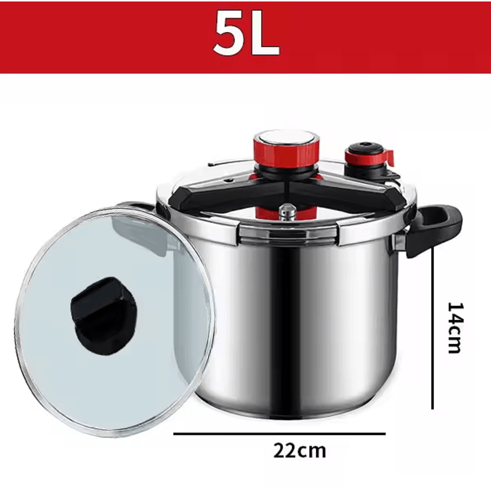 Stainless Steel Pressure Cooker 18L24L5L7L Induction Compatible Pot With Glass Lid 7