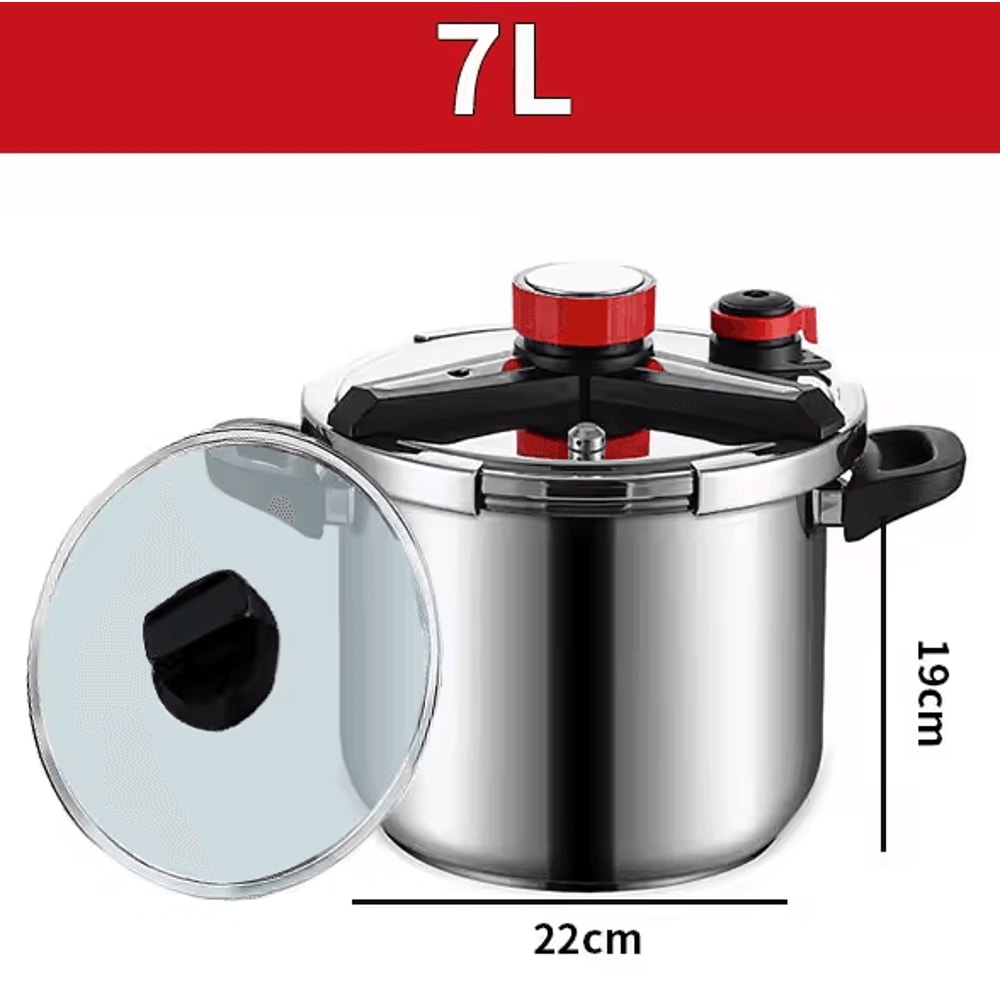 Stainless Steel Pressure Cooker 18L24L5L7L Induction Compatible Pot With Glass Lid 8