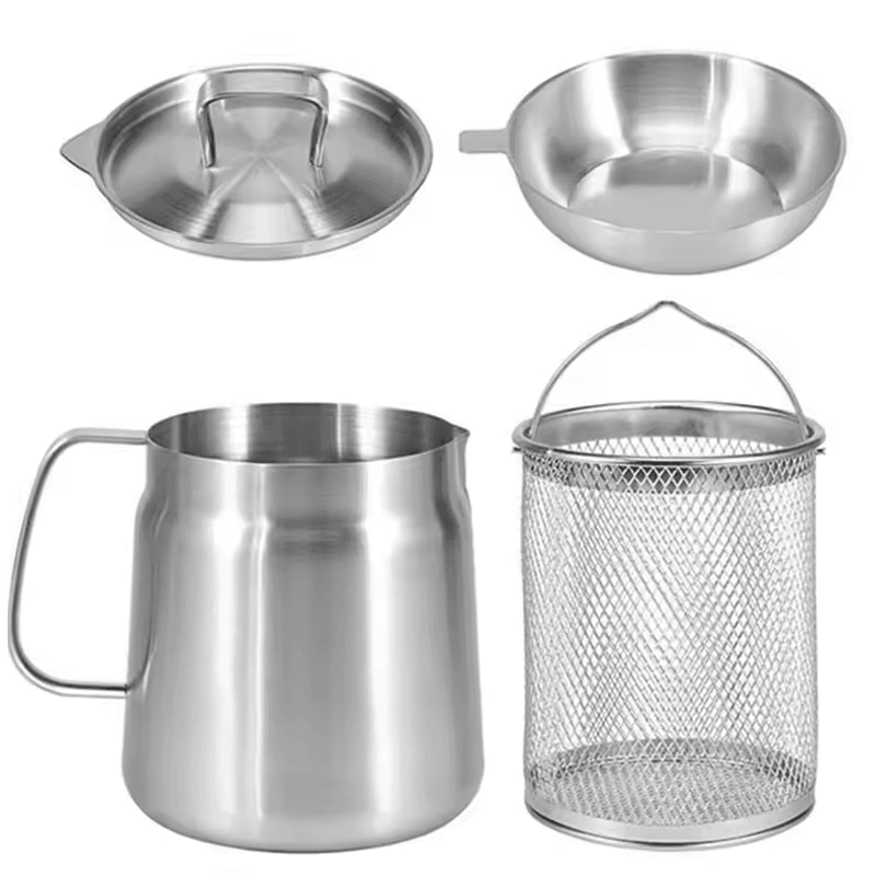 Stainless Steel Oil Filter Pot 20L Grease Keeper With Lid Frying Basket 2