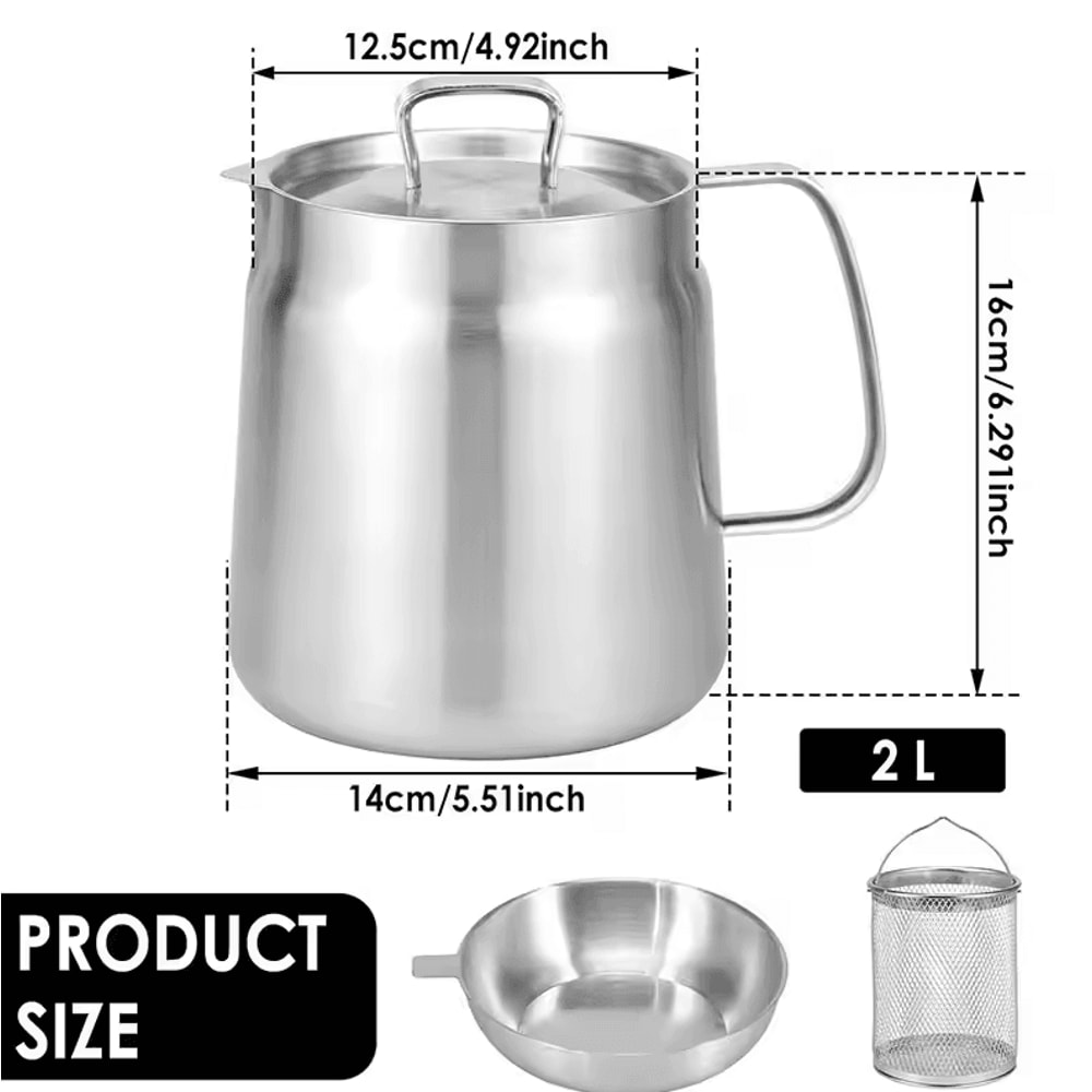 Stainless Steel Oil Filter Pot 20L Grease Keeper With Lid Frying Basket 5