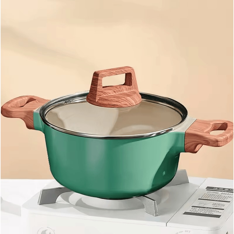Ceramic Nonstick Soup Pot 26 L Healthy Casserole Pasta Pot With Glass Lid 0