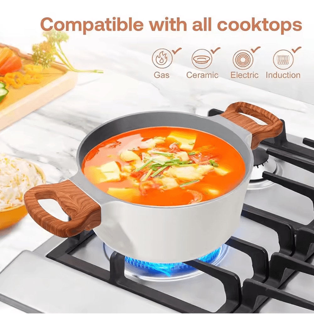 Ceramic Nonstick Soup Pot 26 L Healthy Casserole Pasta Pot With Glass Lid 1