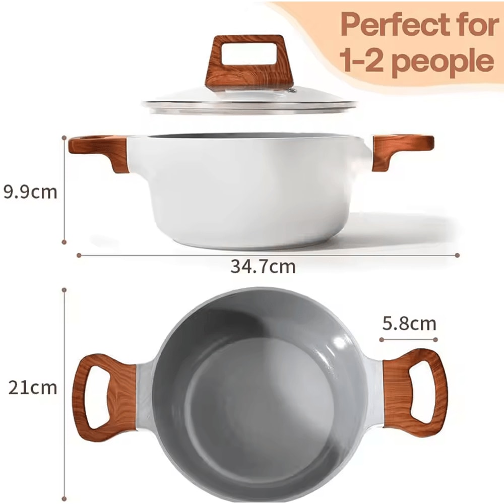 Ceramic Nonstick Soup Pot 26 L Healthy Casserole Pasta Pot With Glass Lid 3