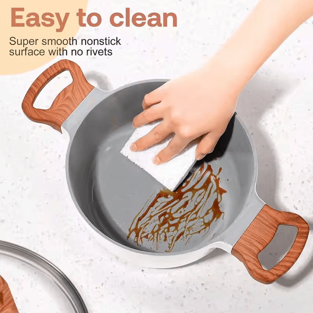 Ceramic Nonstick Soup Pot 26 L Healthy Casserole Pasta Pot With Glass Lid 5