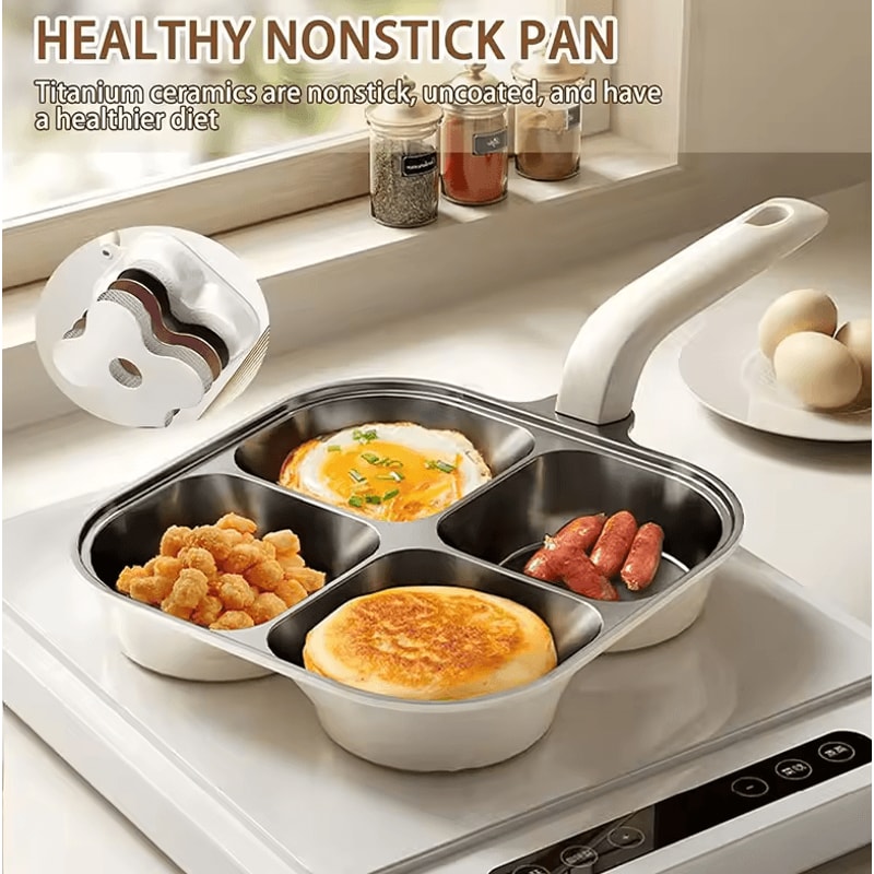 4in1 Egg Frying Pan Titanium Nonstick Breakfast Skillet With Ergonomic Handle 3
