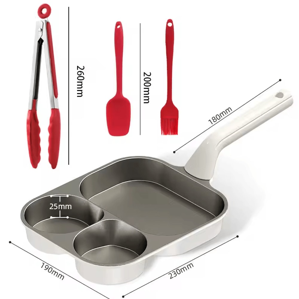 4in1 Egg Frying Pan Titanium Nonstick Breakfast Skillet With Ergonomic Handle 4