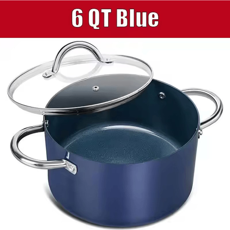 Premium 6 QT Large Nonstick Stock Pot Ceramic Cooking Pot With Lid 6