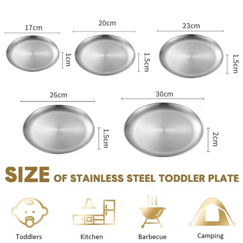 Durable RustProof Camping Plates Metal Round Serving Plate Set 1