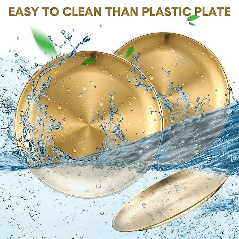 Durable RustProof Camping Plates Metal Round Serving Plate Set 3