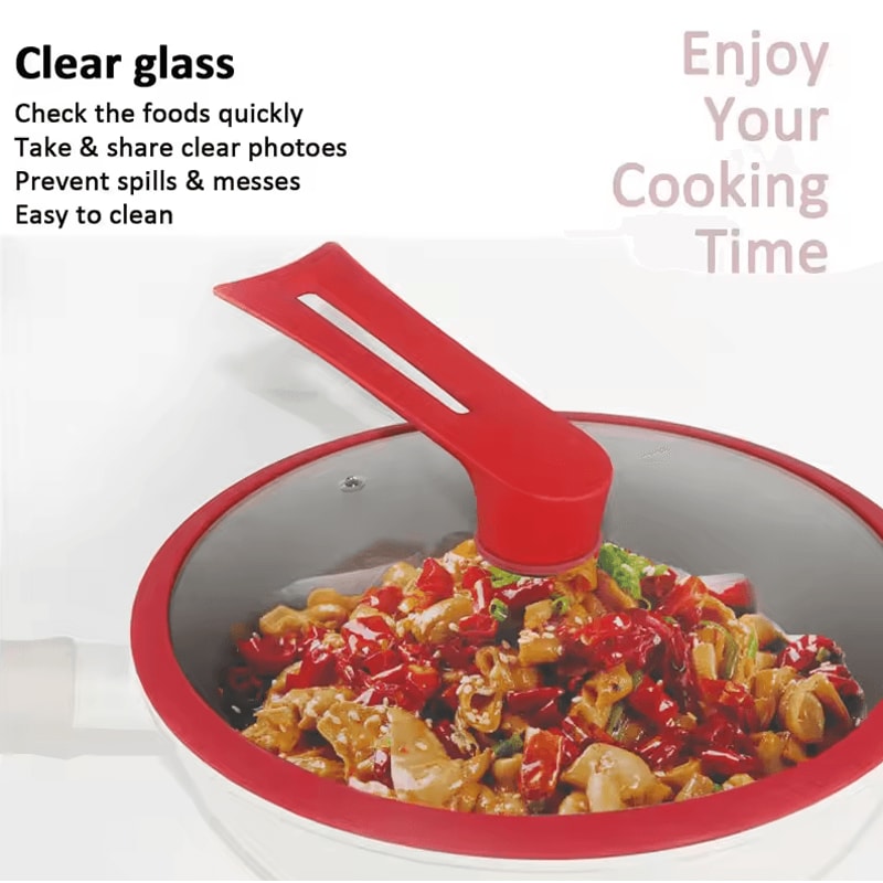 Universal Tempered Glass Pan Lid FreeStanding HeatResistant Cookware Cover 2