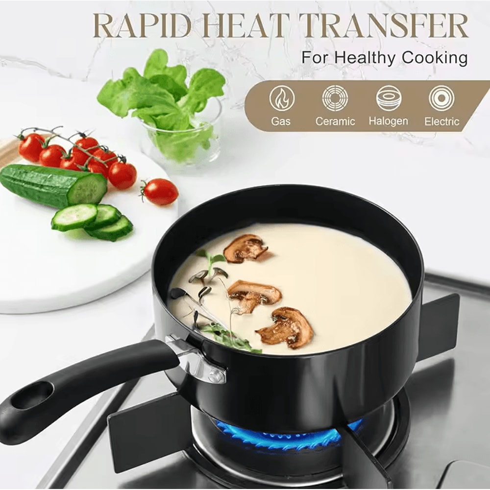 Premium 1Quart Nonstick Ceramic Saucepan With Glass Lid 2