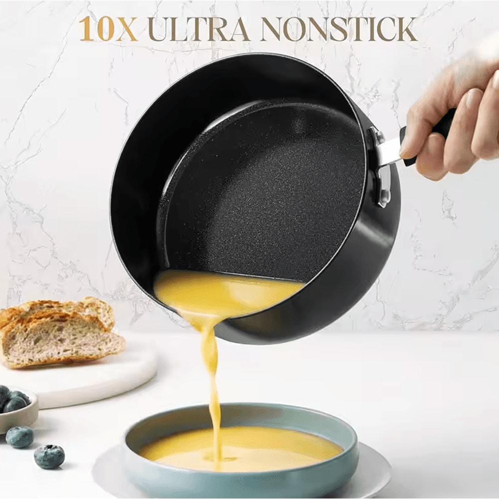 Premium 1Quart Nonstick Ceramic Saucepan With Glass Lid 4