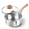 Premium 1 Quart Stainless Steel Saucepan With Glass Lid Wooden Handle 5