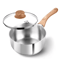 Premium 1 Quart Stainless Steel Saucepan With Glass Lid Wooden Handle 5