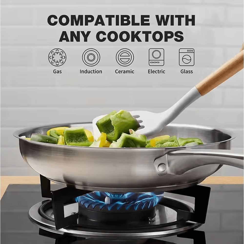 Premium TriPly Stainless Steel Frying Pan 810 Inches Induction Cooking Skillet 0