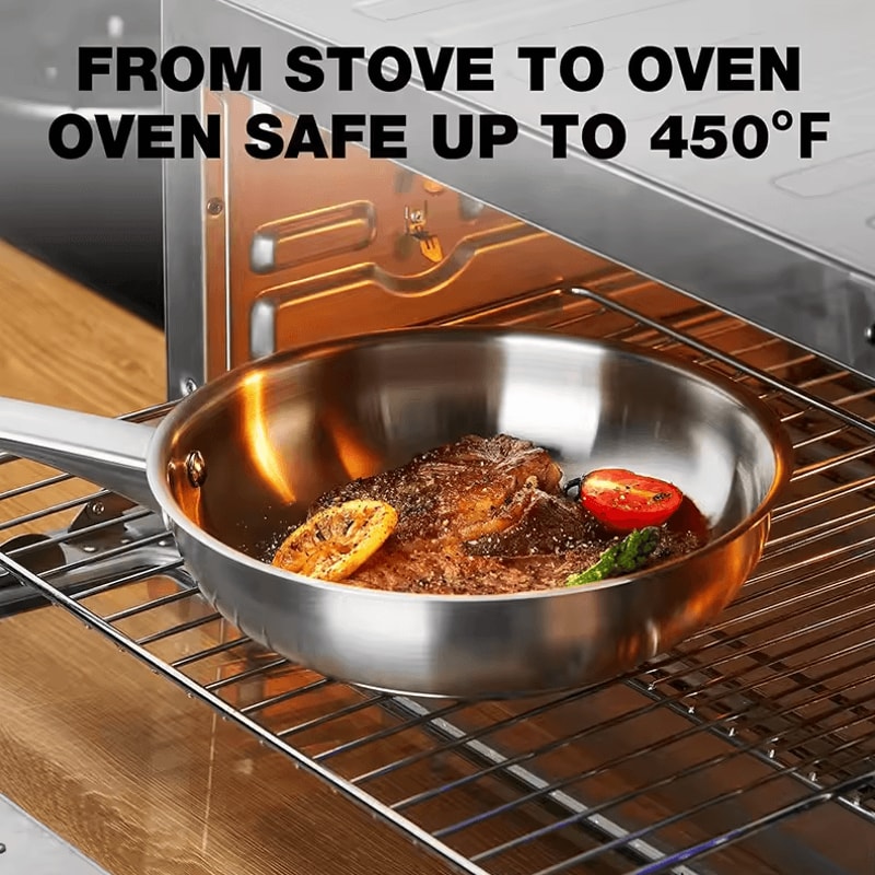 Premium TriPly Stainless Steel Frying Pan 810 Inches Induction Cooking Skillet 2