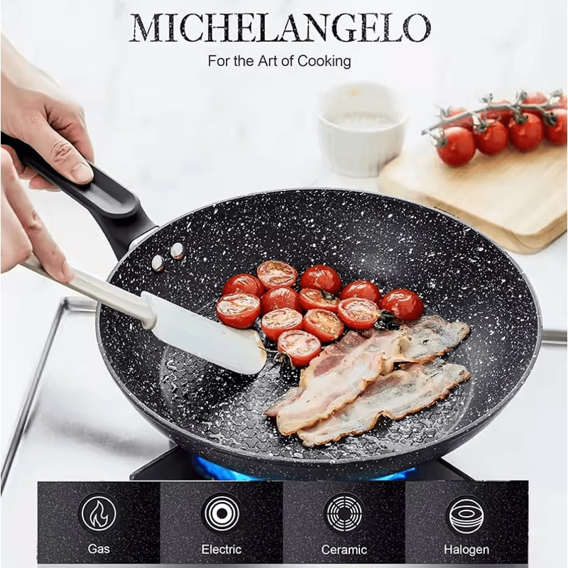 Premium 12Inch Nonstick Frying Pan With Lid Egg Omelette Cooking Skillet 4