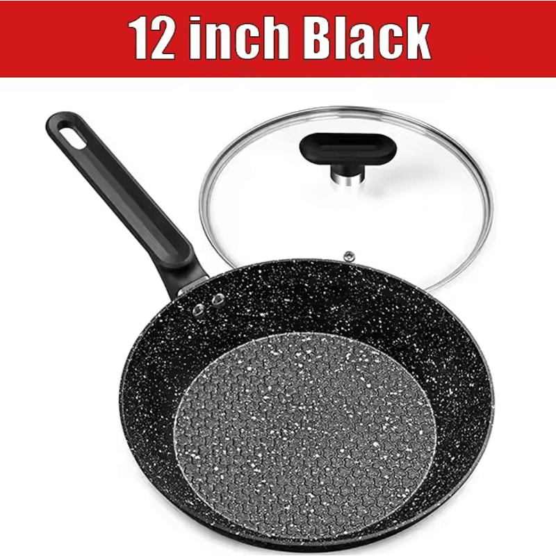 Premium 12Inch Nonstick Frying Pan With Lid Egg Omelette Cooking Skillet 5
