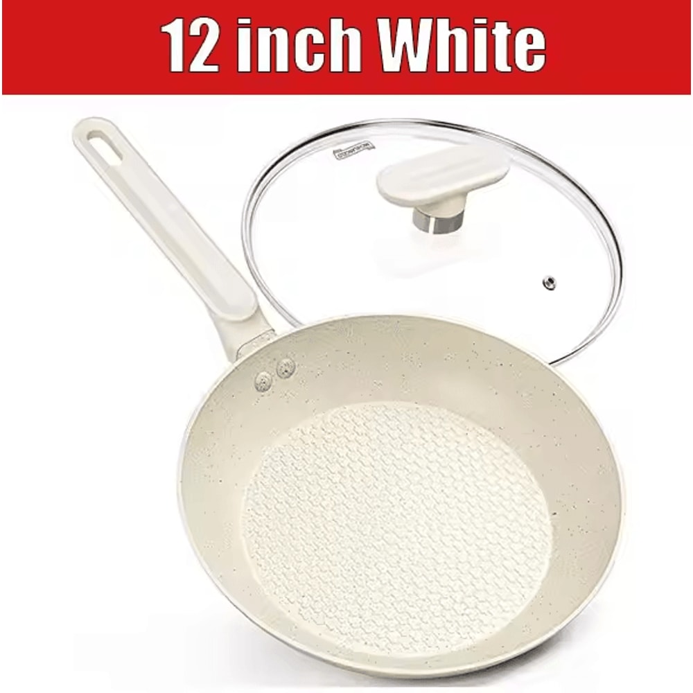 Premium 12Inch Nonstick Frying Pan With Lid Egg Omelette Cooking Skillet 6