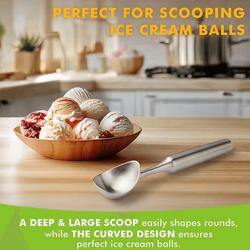 Heavy Duty Stainless Steel Ice Cream Scoop Ergonomic Tool For Desserts 0