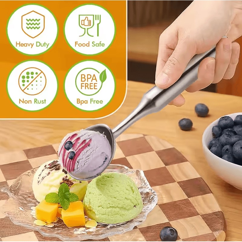 Heavy Duty Stainless Steel Ice Cream Scoop Ergonomic Tool For Desserts 2