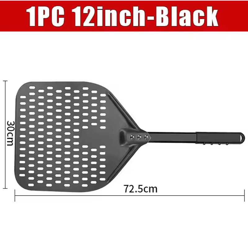 12Inch Perforated Pizza Peel Hard Anodized Aluminum Paddle With Silicone Handle 5