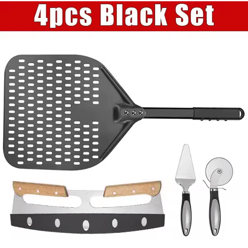 12Inch Perforated Pizza Peel Hard Anodized Aluminum Paddle With Silicone Handle 7