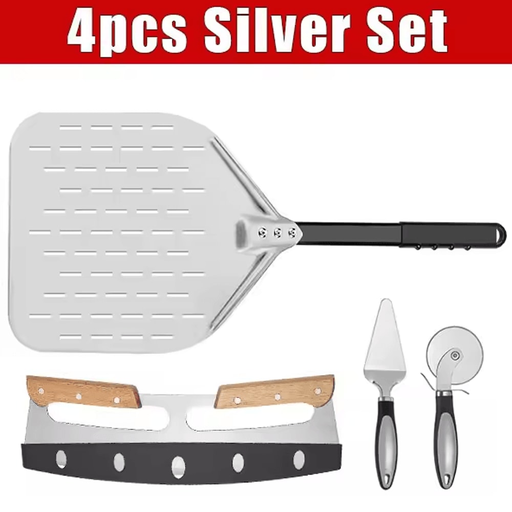 12Inch Perforated Pizza Peel Hard Anodized Aluminum Paddle With Silicone Handle 8