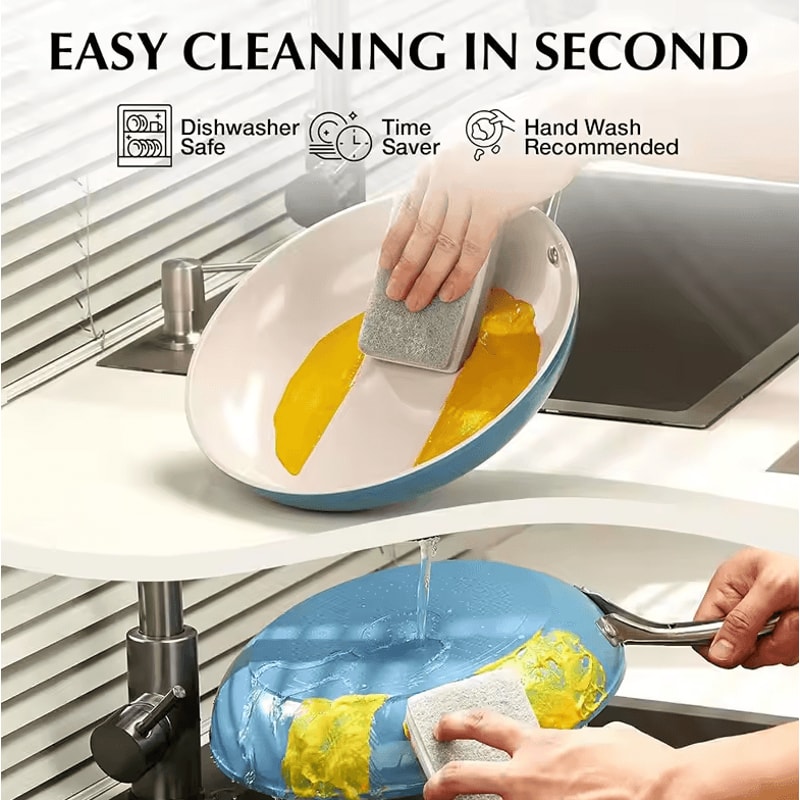 8Inch Nonstick Egg Frying Pan Skillet With StayCool Handle Blue Omelet Pan 2