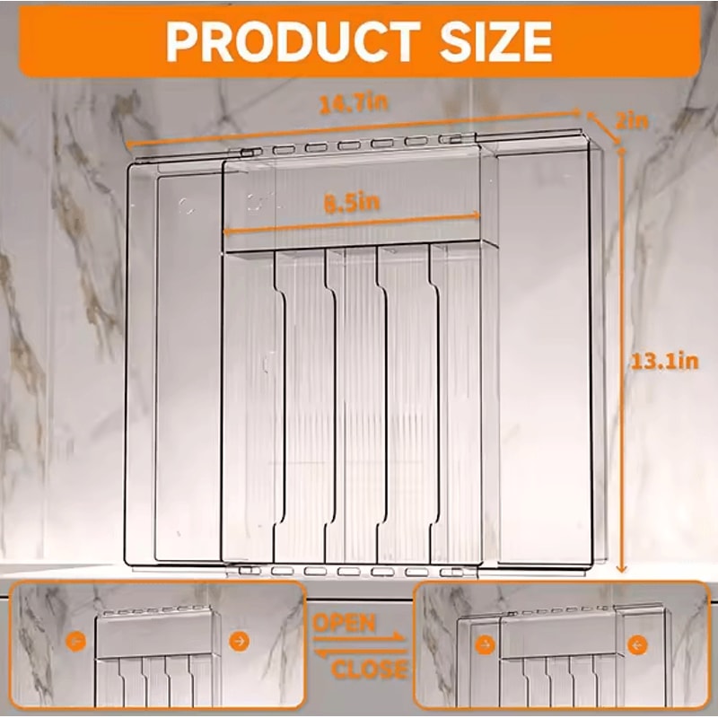 Adjustable Expandable Silverware Drawer Organizer Kitchen Flatware Cutlery Holder 8