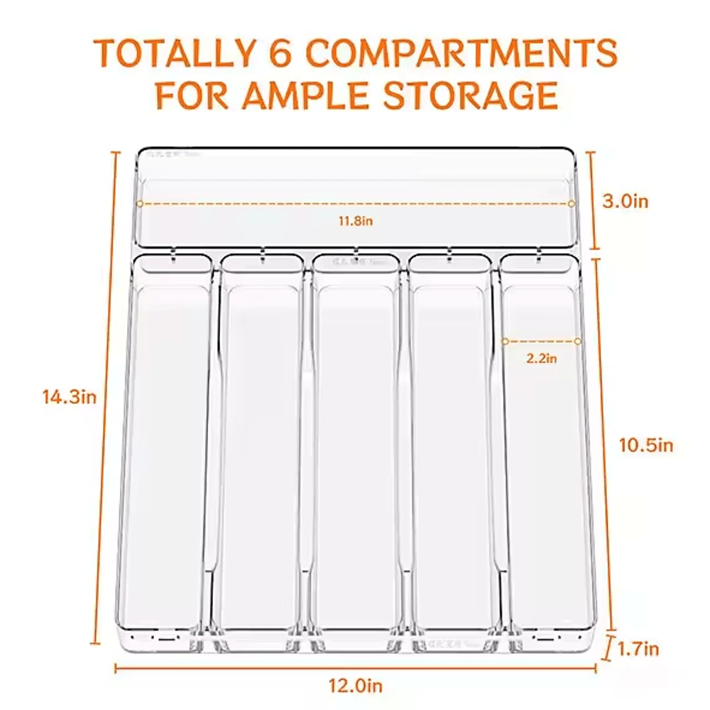 Adjustable Expandable Silverware Drawer Organizer Kitchen Flatware Cutlery Holder 6