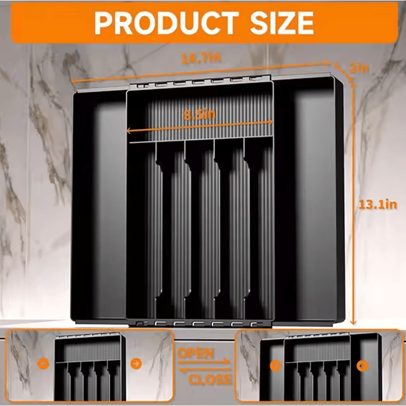 Adjustable Expandable Silverware Drawer Organizer Kitchen Flatware Cutlery Holder 7