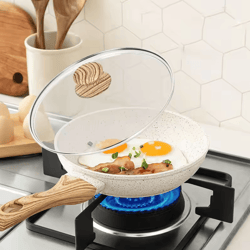 nonstick ceramic 8/10-inch omelet pan skillet with lid – induction compatible