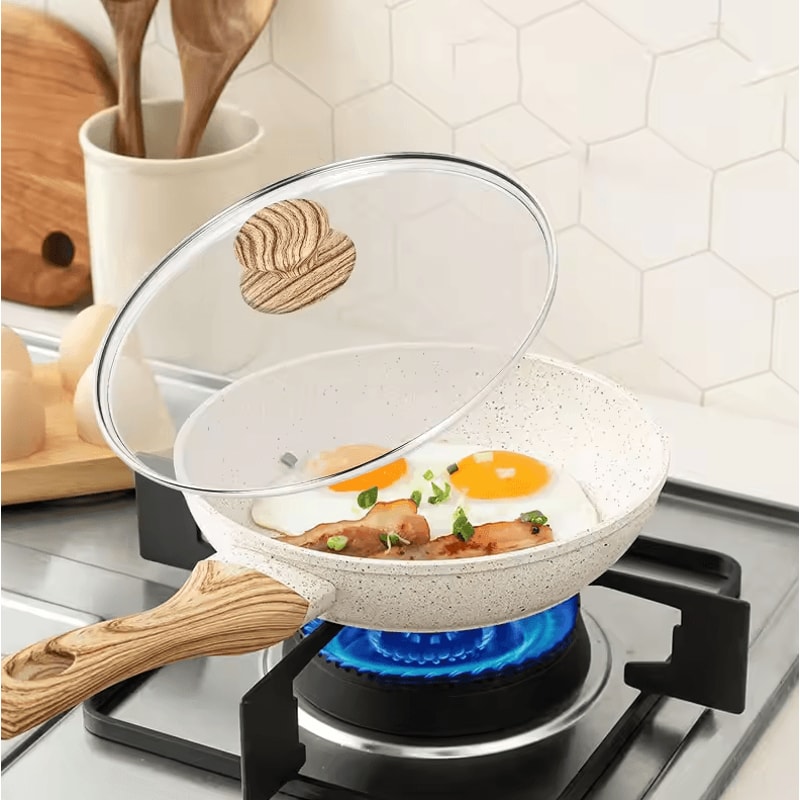 Nonstick Ceramic 810Inch Omelet Pan Skillet With Lid Induction Compatible 0