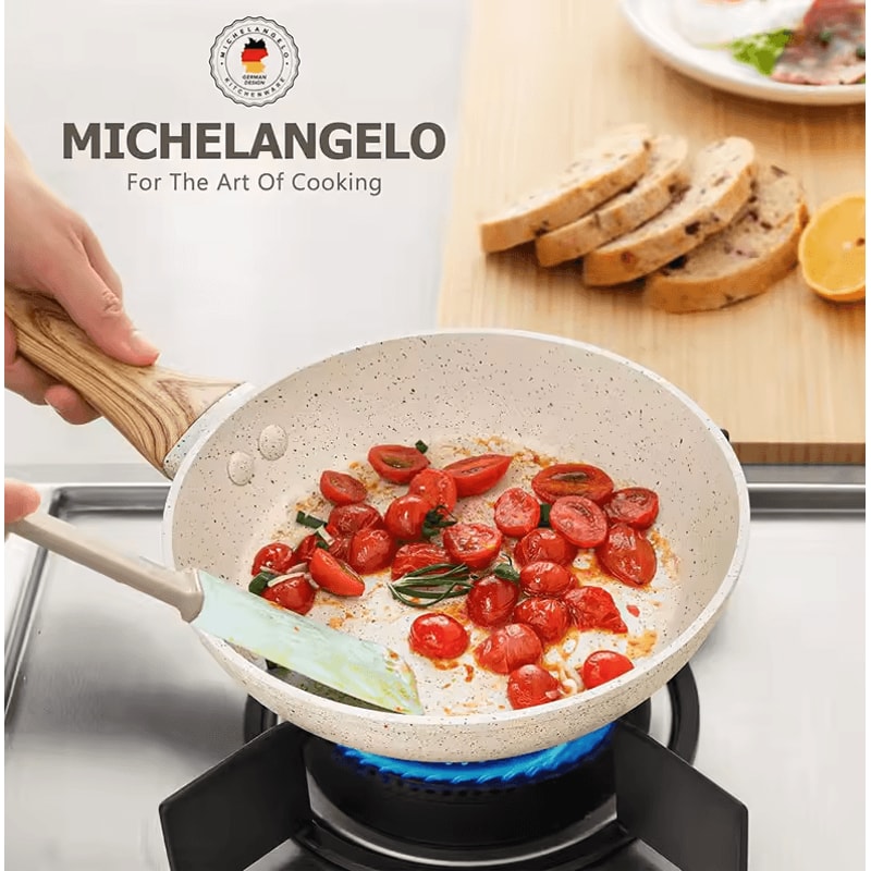 Nonstick Ceramic 810Inch Omelet Pan Skillet With Lid Induction Compatible 1