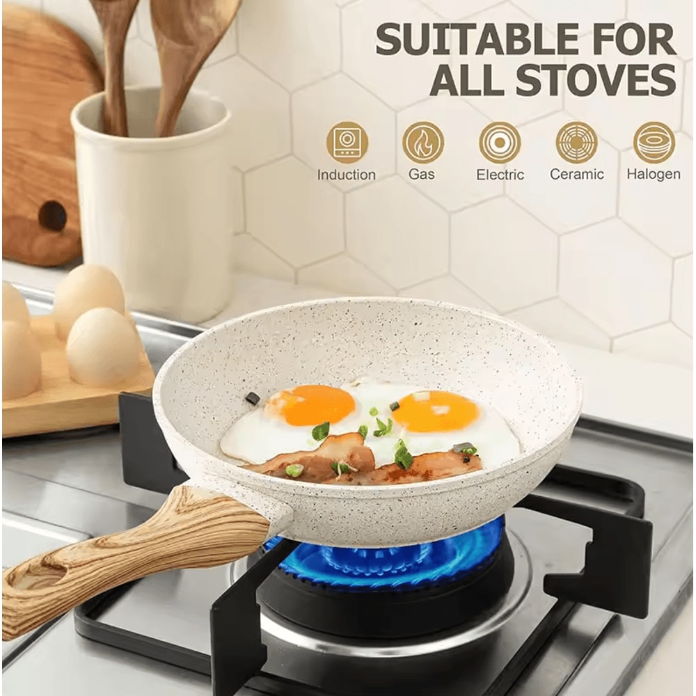 Nonstick Ceramic 810Inch Omelet Pan Skillet With Lid Induction Compatible 3