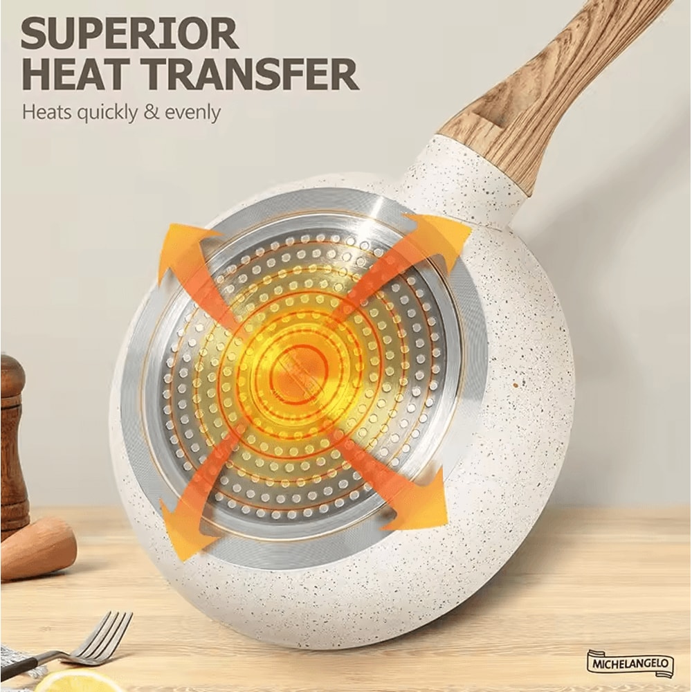 Nonstick Ceramic 810Inch Omelet Pan Skillet With Lid Induction Compatible 4